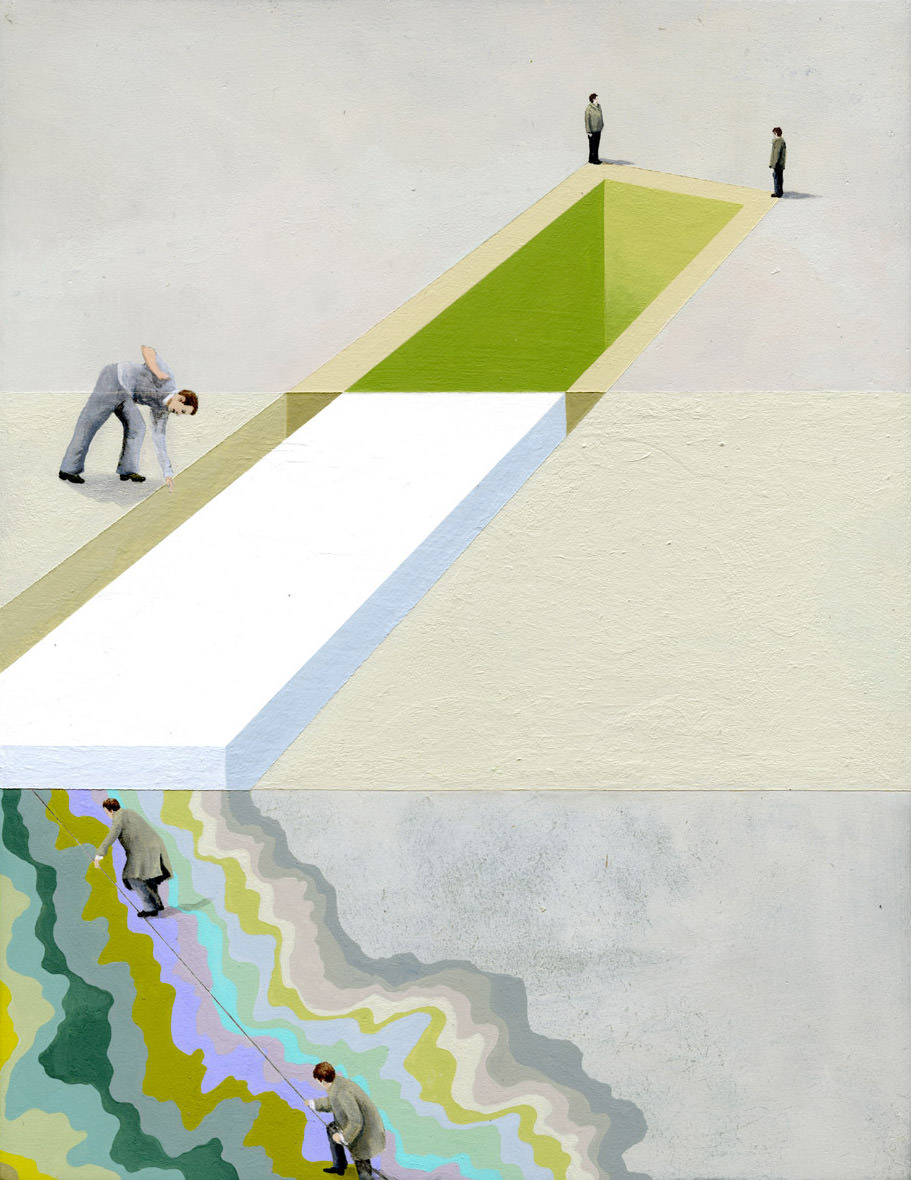 Der Hang war steiler geworden, 2003/13, Acryl/Mdf, 28 × 21 × 3